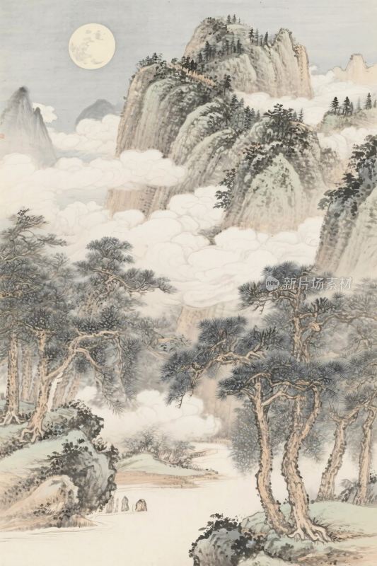 山水云雾国画风景