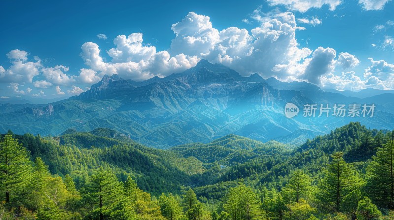 春天山川山林的自然风光航拍