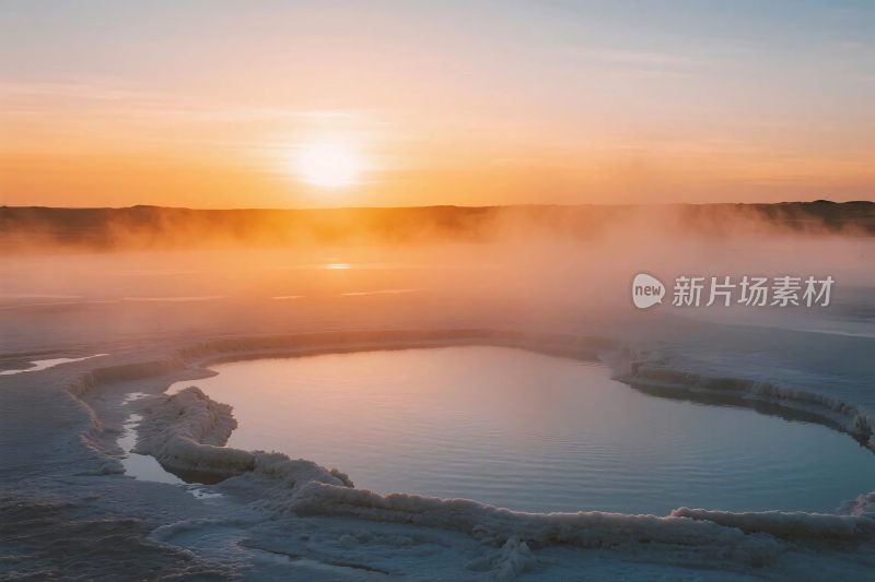 温泉地热景观日出