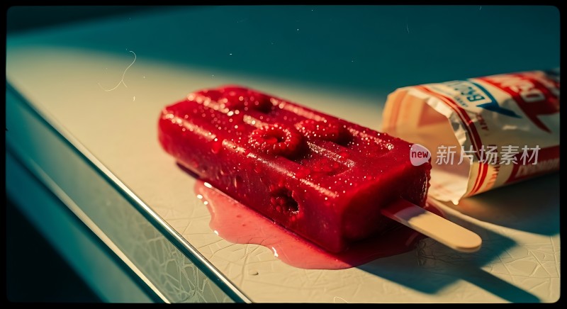夏日甜蜜诱惑冰棒融化瞬间