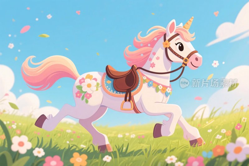 卡通可爱小马插画