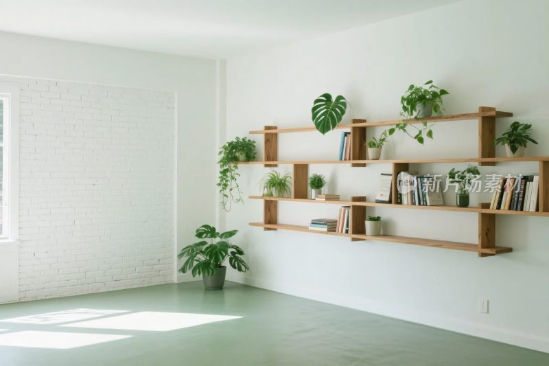 简约室内绿植书架