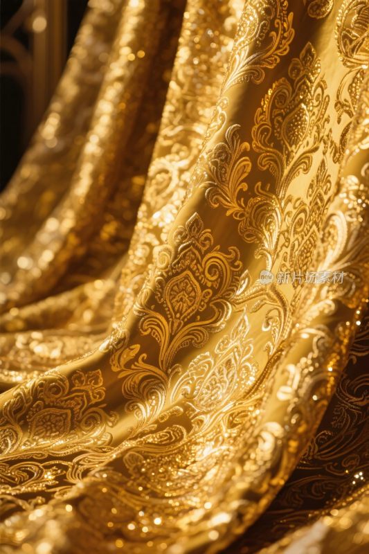 金色绸缎花纹织物
