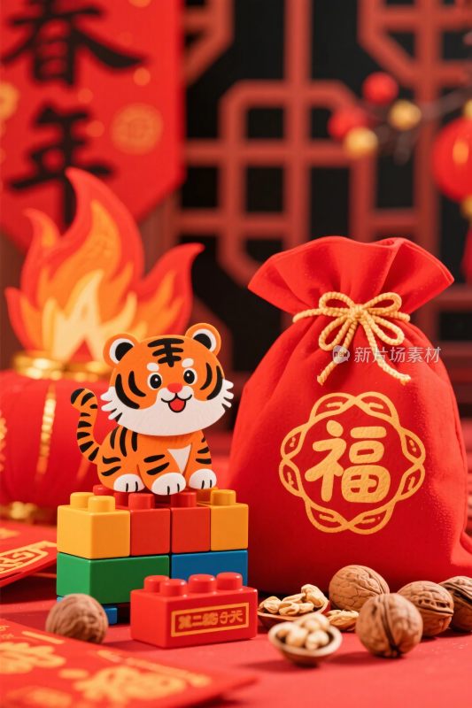 春节福气老虎积木福袋