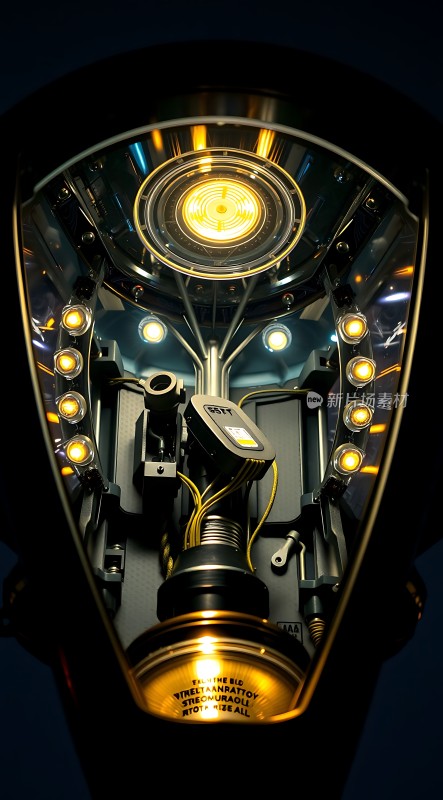 未来科技装置机械与光效结合的艺术品