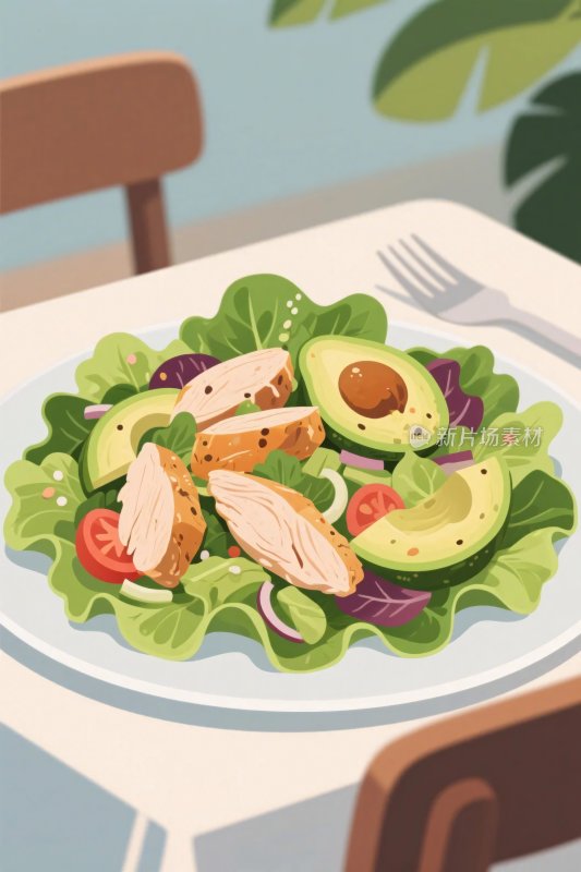 蔬菜沙拉插画