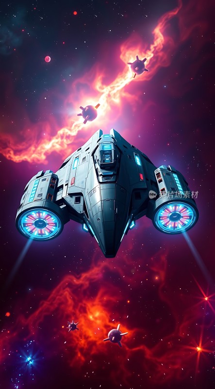 星际探险飞船穿越璀璨星云