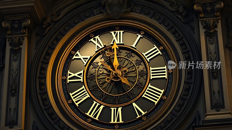 古铜色罗马数字时钟表盘