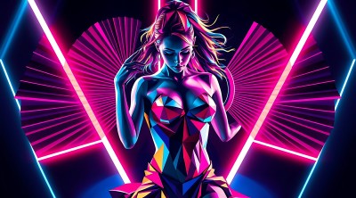 霓虹光影下的多彩几何女神 霓虹光影下的多彩几何女神