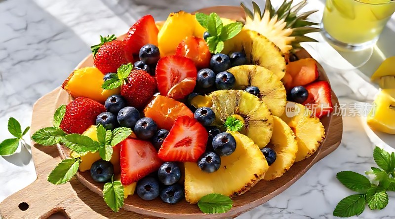新鲜水果拼盘色彩缤纷健康美味！