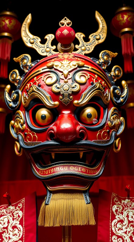 红色面具金色装饰威武壮观