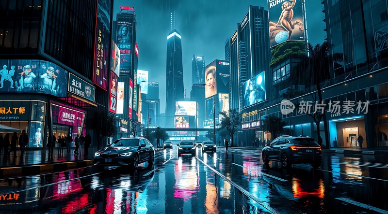 霓虹灯下的未来都市之夜