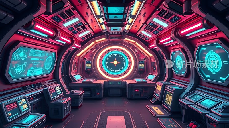 未来科技飞船驾驶舱