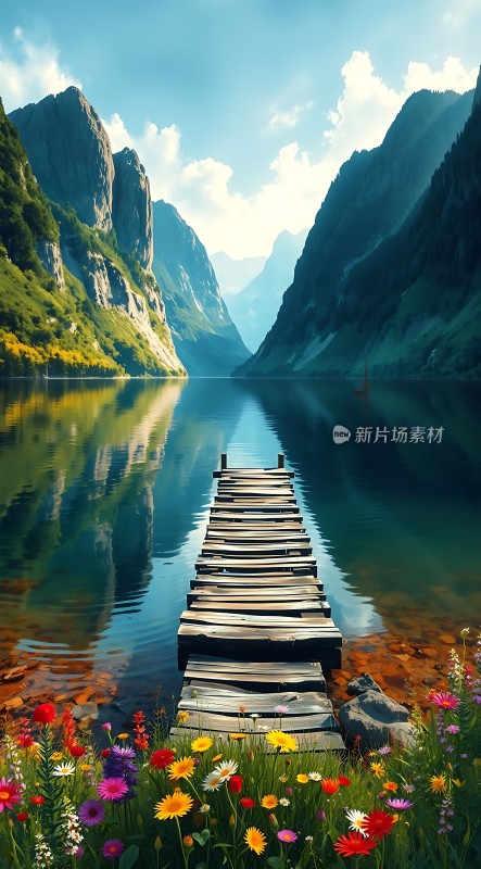 湖畔花语山间小径