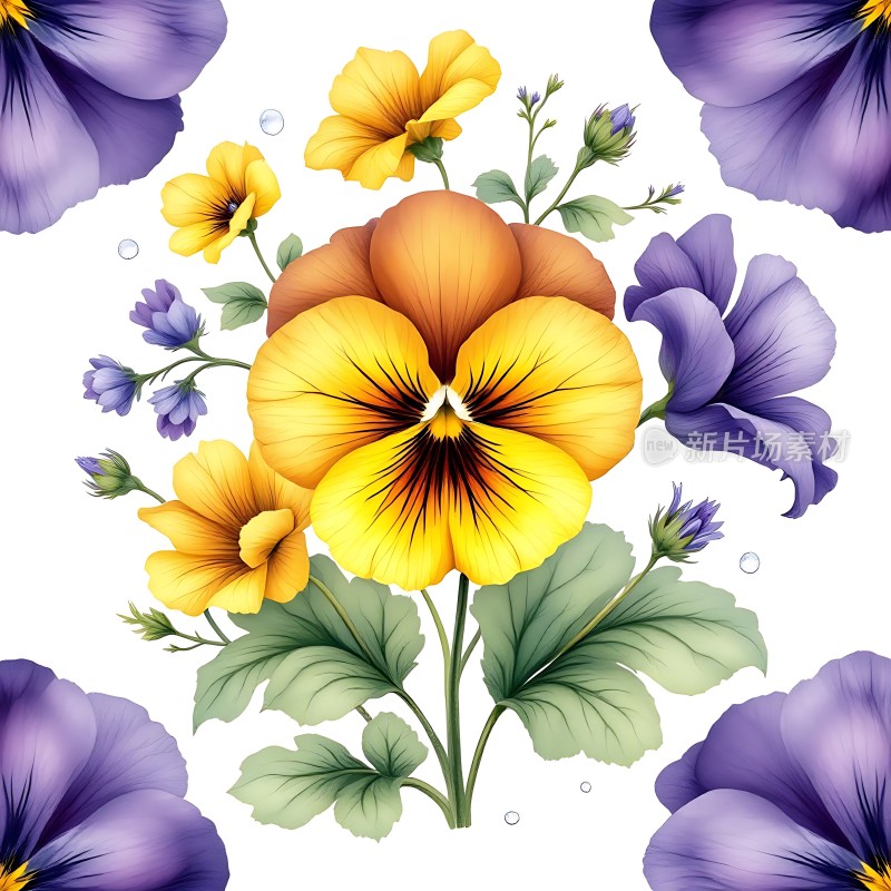 五彩斑斓的花朵绽放