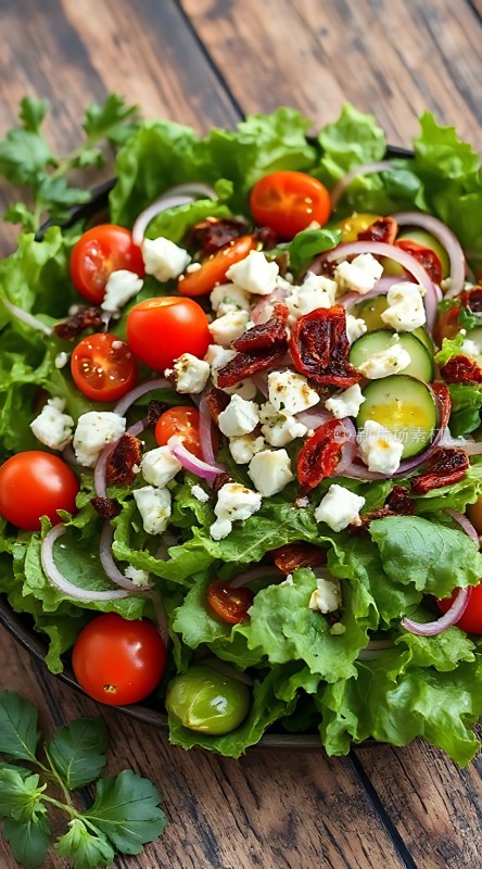 清新蔬菜沙拉色彩缤纷健康美味