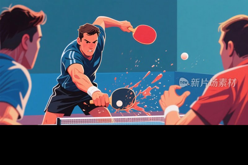 乒乓球竞技插画