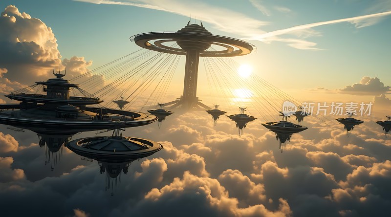 未来之城云中悬浮城市