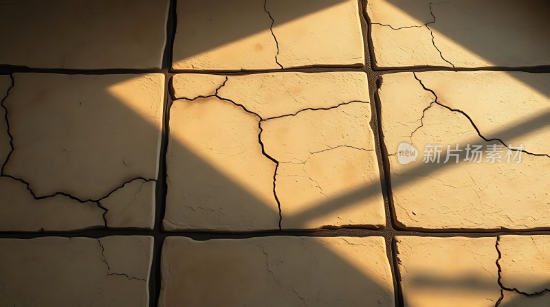 阳光下的裂缝瓷砖