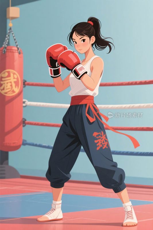 拳击训练女性插画