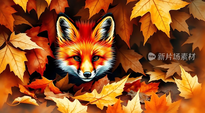 秋日红狐探出头