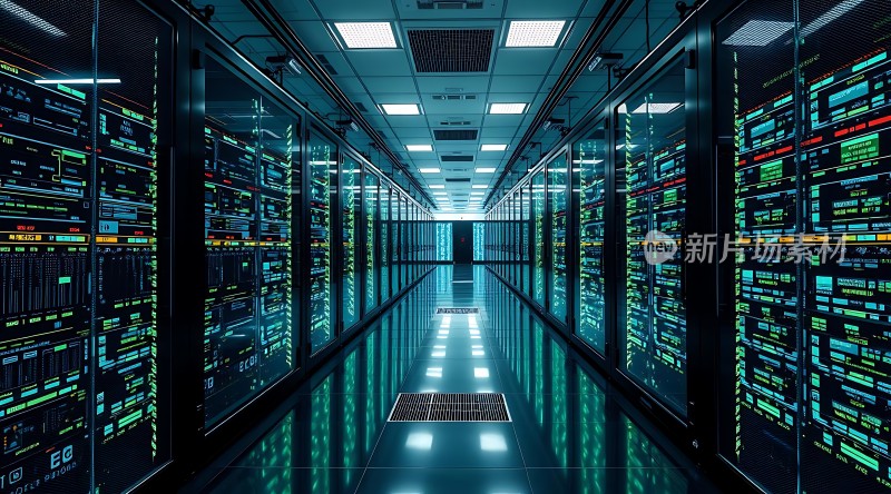 科技感十足的数据中心内部景象
