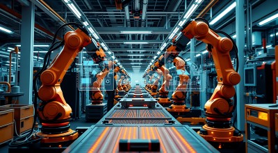 智能工厂橙色机器人生产线 智能工厂橙色机器人生产线