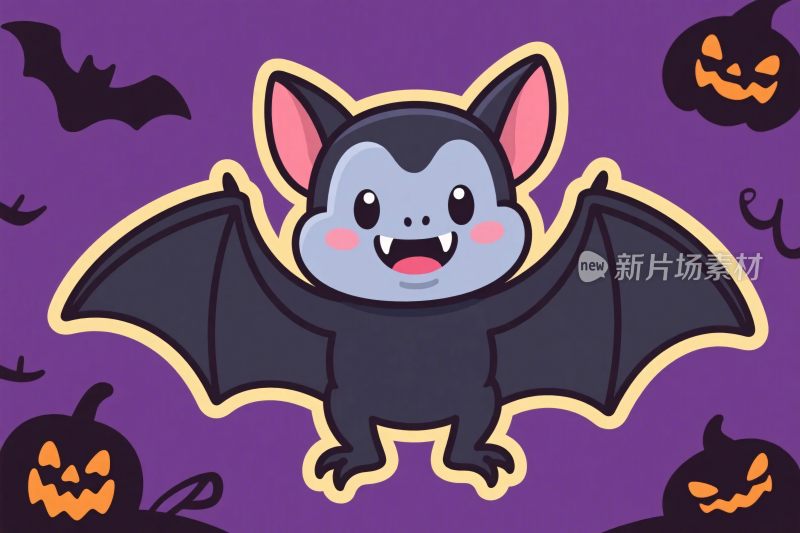 卡通蝙蝠万圣节插画