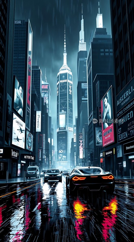 雨夜都市霓虹灯下的速度与激情