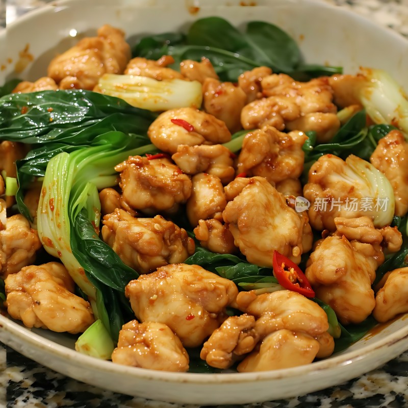 香辣鸡块小白菜