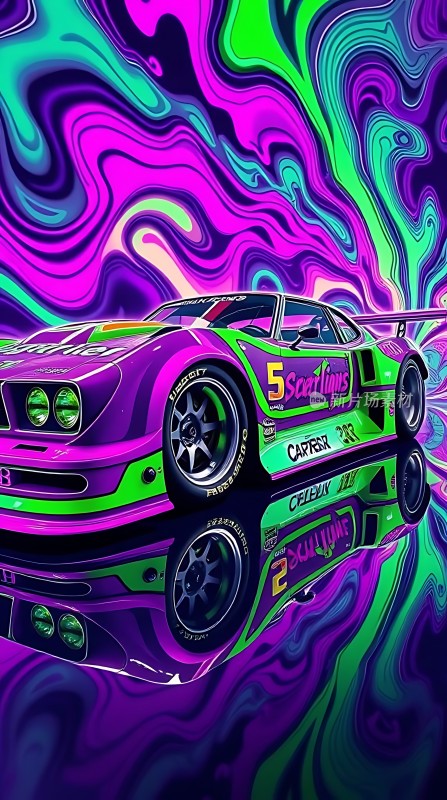 紫色赛车速度与激情的视觉盛宴