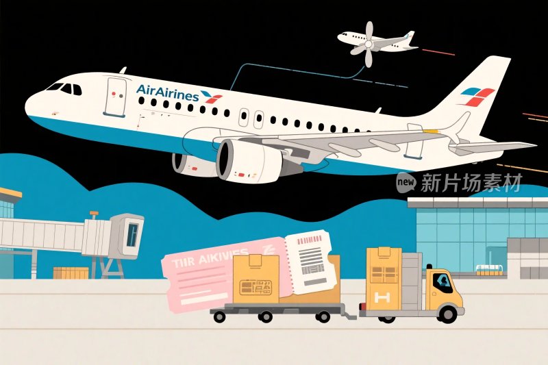 航空货运机场插画