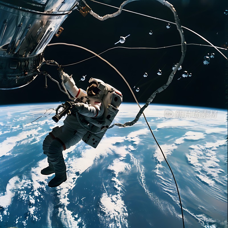 太空漫步宇航员与地球共舞