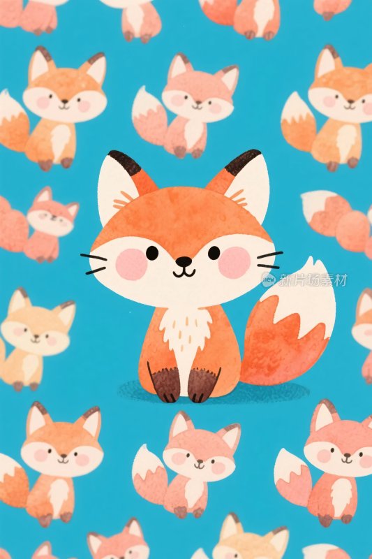 卡通狐狸插画图案