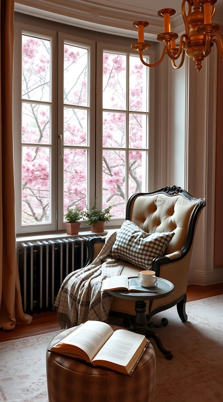 阳光午后书香伴花影优雅角落静享时光