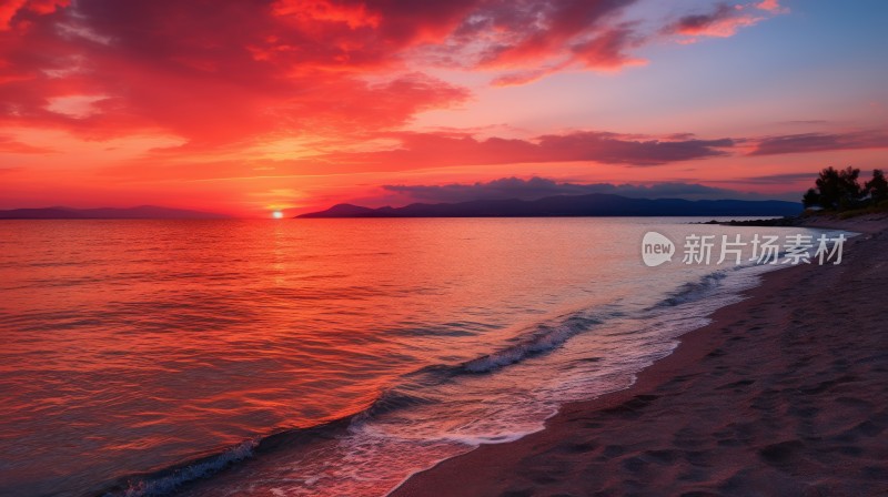 海面上的落日夕阳晚霞