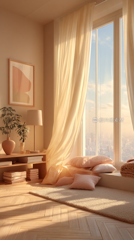 温馨明亮的室内窗边场景