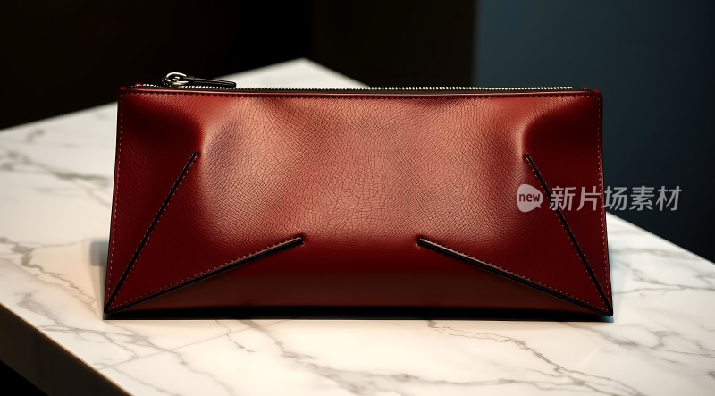 红色皮质手拿包简约时尚设计质感十足