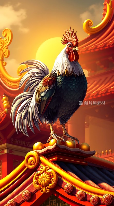 金鸡报晓迎朝阳