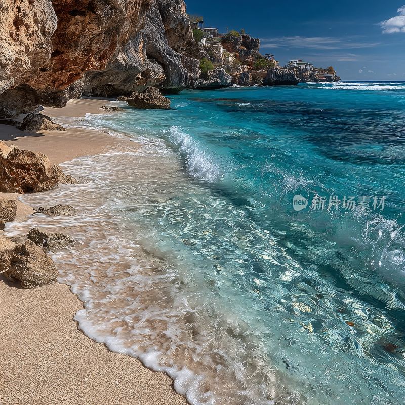 美丽的海边沙滩与清澈海水