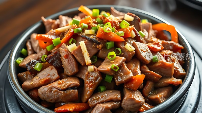 香辣牛肉粒配青葱