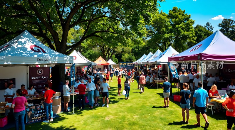 户外集市热闹非凡帐篷林立人群熙攘