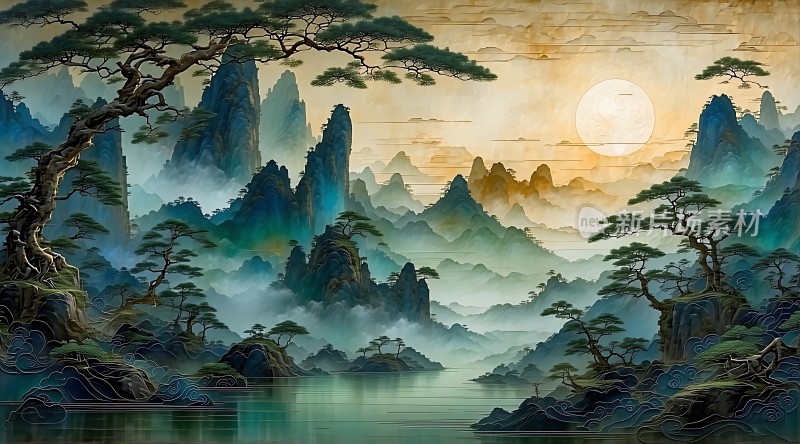 晨曦下的山水画卷