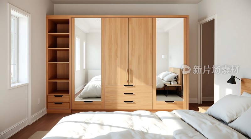 阳光卧室木质衣柜简约舒适生活空间