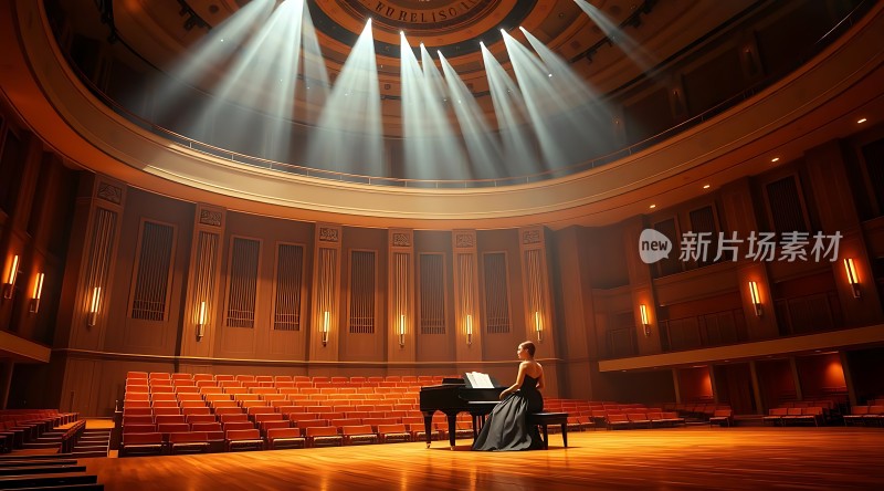 音乐厅里的钢琴演奏者