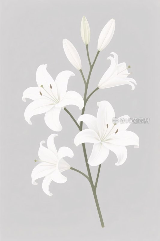 白色百合花插画