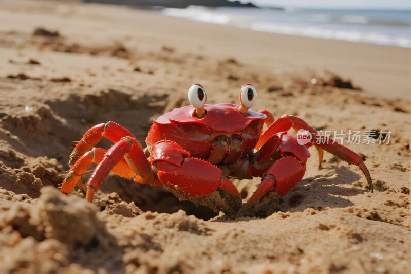 沙滩上的卡通螃蟹
