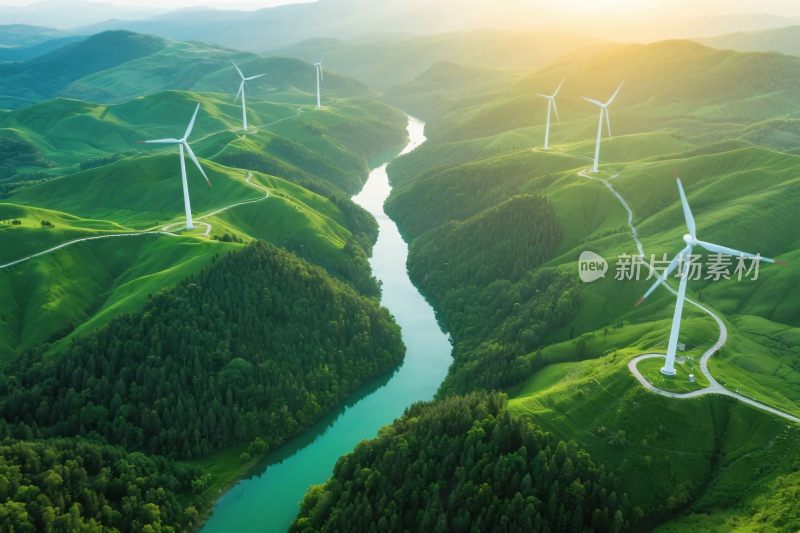 山地风电风景图