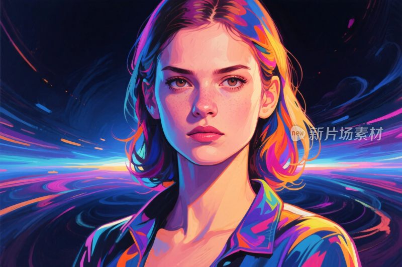 彩光风格插画人物