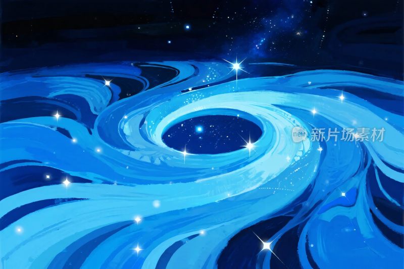 蓝色漩涡星空插画
